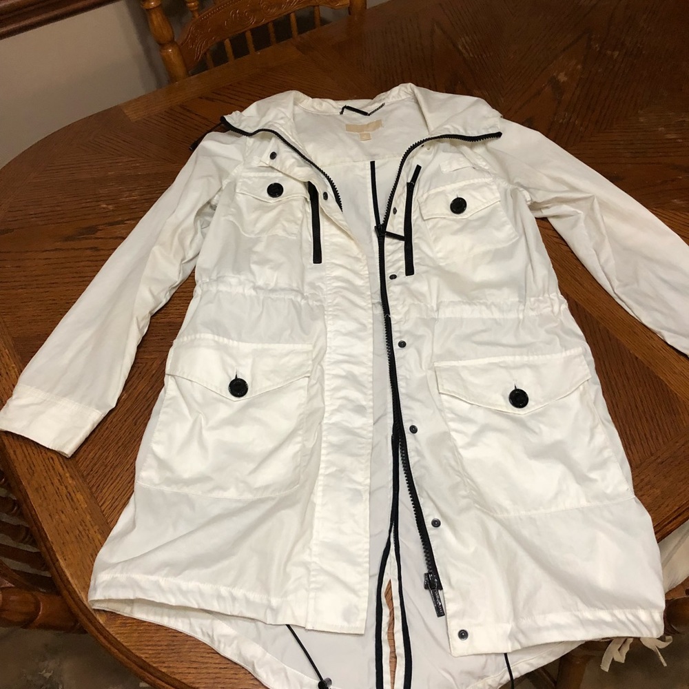Michael Kors Rain Jacket White with black trim